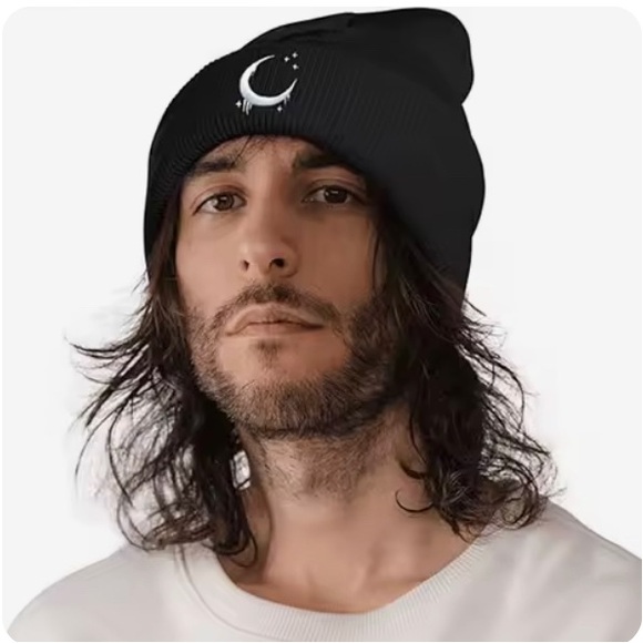 Embroidered Crescent Moon Winter Hat Beanie - Picture 2 of 7